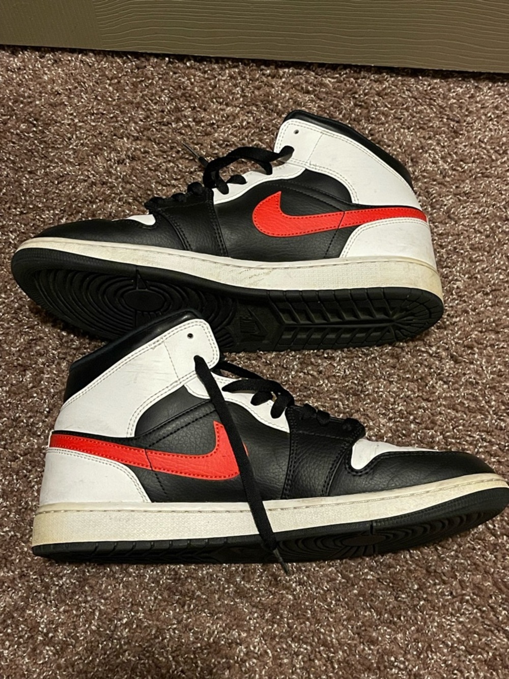 Air Jordan 1 Black White Red Mid-Top Sneaker